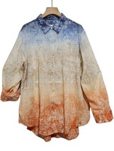 Chico’s Womens 212) Large Blouse Ombre Tiles Sheri Shirt - £27.49 GBP