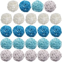 24Pcs Blue Decorative Balls For Bowl Centerpiece, 2 Inch Rattan Balls Wicker Bal - £18.11 GBP