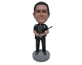 Custom Bobblehead Male Police Dude In His Uniform With A Baton In His Hand - Car - £71.05 GBP