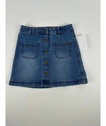 Tommy Hilfiger Girls Mini Skirt Blue Jean Denim Snap Front Pockets-Mediu... - $27.42 CAD