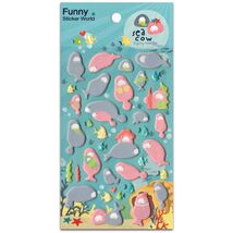 CUTE SEA COW STICKERS Manatee Marine Life Puffy Sticker Sheet Craft Scra... - $2.49