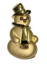 Vintage Gold Tone Smiling Happy Snowman Frosty Pin Brooch Unsigned image 8