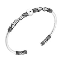 Classic Balinese Weave Ball Sterling Silver Open Ended Adjustable Cuff Bracelet - £38.76 GBP