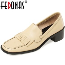 FEDONAS Retro Women&#39;s Shoes Shallow Medium High Heels Pumps Square Toe Shoes For - £90.36 GBP