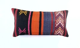 Handmade Turkish Kilim Pillow Cover 12x24 Ethnic Boho Sofa Lumbar Cushion E993 - £12.01 GBP