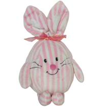 Commonwealth Easter Bunny Spring Pink White Striped Stuffed Animal 2002 12&quot; - £34.88 GBP