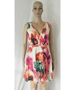 Alice + Olivia Bright Watercolor Floral Sleeveless White Silk Dress Wms ... - £74.31 GBP
