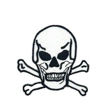 Mini Skull And Crossbones SEW-IRON IRON-ON Embroidered Patch 2 1/4&quot; X 2 1/2&quot; - £2.64 GBP