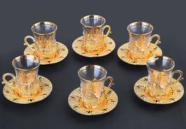 LaModaHome Turkish Tea Set/Turkish Tea Cups of 6 with Silver Holders and Saucers - £58.00 GBP+