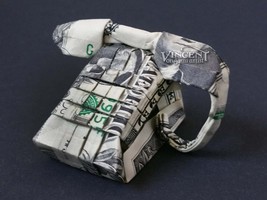 Touch Tone Telephone Money Origami Art Dollar Bill Cash Sculptors Bank N... - £74.39 GBP