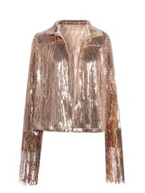 Fashion Women&#39;s Tel Sequin Jacket 2022 Autumn Winter Streewear Ladies  BF Retro  - £116.74 GBP
