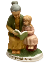 Vtg. Porcelain Figurine Grandmother & Grandaughter On Bench Reading Book - 6.5" image 2
