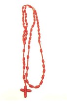 2 X Rosary RED cord rope knotted Rosary Necklace catholic JESUS Cross Re... - £10.07 GBP