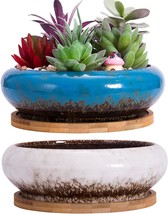 Large Succulent Planters Pots With Drainage, 6 Point 1 Ceramic Bonsai Pot With - £29.82 GBP