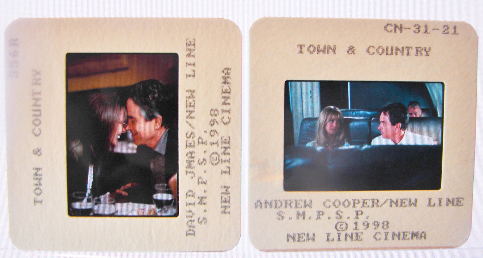 2 1998 Movie TOWN &amp; COUNTRY COLOR SLIDES Warren Beatty Diane Keaton Gold... - $9.95