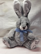 Westcliff Collection Soft Gray  Plush Bunny Rabbit  7&quot; Blue Bow Vintage AS IS - £9.07 GBP