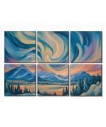 Northern Lights Tile Mosaic Set of 6 Backsplash Tiles Landscape Art 12.7... - $1,943.11 MXN