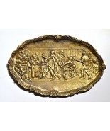 19C antique gilt bronze bas relief wall plaque Jesus at Cana wedding feast - £228.67 GBP