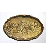 19C antique gilt bronze bas relief wall plaque Jesus at Cana wedding feast - £218.27 GBP