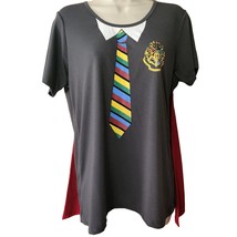 Harry Potter T-Shirt w/Cape Juniors Size Large Short Sleeves Gray - £11.22 GBP