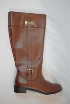 NIB Karen Scott Brown Faux Leather 8 1/2 M Wide Calf Riding Boot Side Zipper - £55.58 GBP