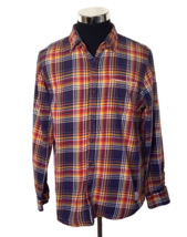 Adam Levine Flannel Shirt Mens Size Large Button Front Mutlicolor Plaid Blended - £6.51 GBP