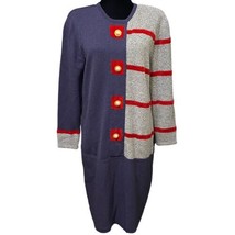 Vintage Wool Blend Sweater Dress Jennifer Roberts Pearl Buttons Size 12 - £39.22 GBP