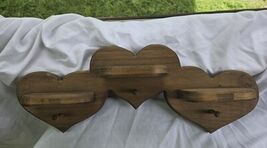 Rustic Wooden Heart Wall Shelf Peg Rack Country Farmhouse Decor Small Di... - $24.70