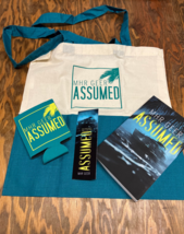 Assumed by MHR Geer signed PB book bookmark tote bag drink cozy - $19.75