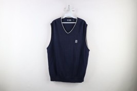 Vintage 90s Mens XL Old English D Detroit Tigers Baseball Knit Sweater Vest Blue - £38.72 GBP
