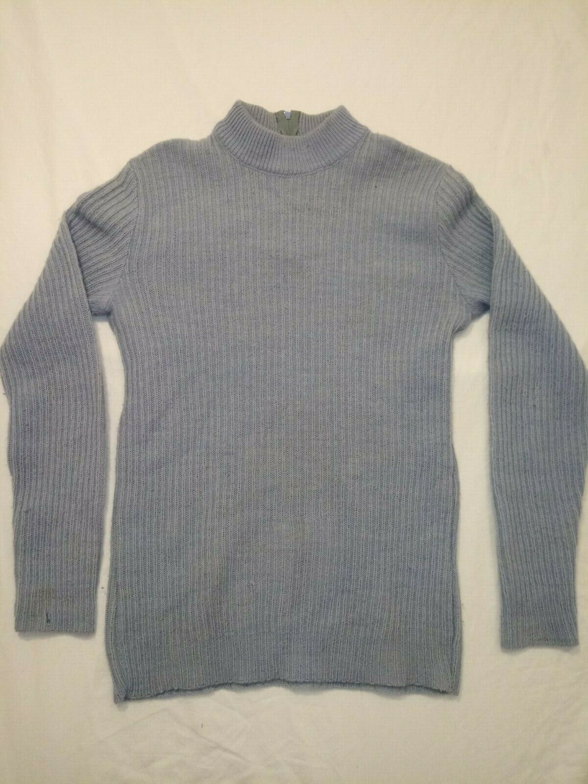 Primary image for Womens BOBBIE BROOKS PALE Blue 100% VIRGIN WOOL Sweater WITH 1/4 ZIP NECK SMALL