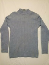 Womens BOBBIE BROOKS PALE Blue 100% VIRGIN WOOL Sweater WITH 1/4 ZIP NEC... - £12.13 GBP