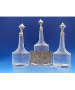830 Silver Liquor Set 3-pc silver tops and hand engraved bottles Dutch #... - $1,405.73 CAD
