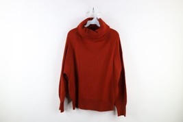 Vtg 70s Streetwear Womens L Blank Ribbed Knit Turtleneck Sweater Burnt Orange - £39.52 GBP