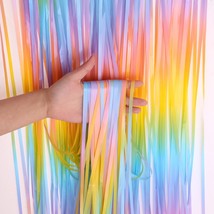 1pcs Pastel Rainbow Fringe Curtains, Macaron Foil Curtains, Pastel Brida... - $7.99