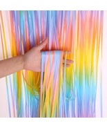 1pcs Pastel Rainbow Fringe Curtains, Macaron Foil Curtains, Pastel Bridal Shower - $7.99