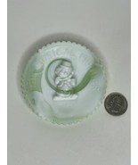 Mosser Glass Green &amp; White Slag The Musical Fiddler Butch 3.5&quot; Plate Vin... - $24.03 CAD