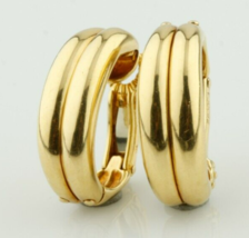 18k Yellow Gold Designer Huggie Diamond Reveal Clip-On Earrings Gorgeous! - £3,418.04 GBP