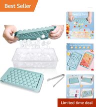 BPA-Free Round Ice Cube Tray with Lid &amp; Bin - 2PACK Blue for Stylish Drinks - $33.61