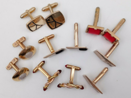Mixed Lot 6 Pairs of Vintage Anson, Hickok, ATS Cufflinks Gold tone - £30.35 GBP