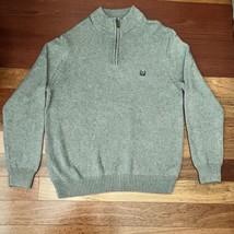 Chaps Sweater Men’s Medium 1/4 Zip Gray Knit Y2K Grandpa - $10.39