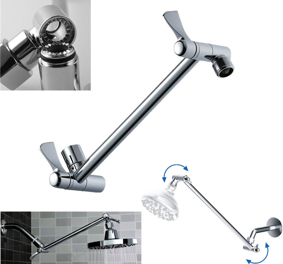 Primary image for 11 Solid Brass Adjustable Height Shower Head Extension Arm With Lock Joints