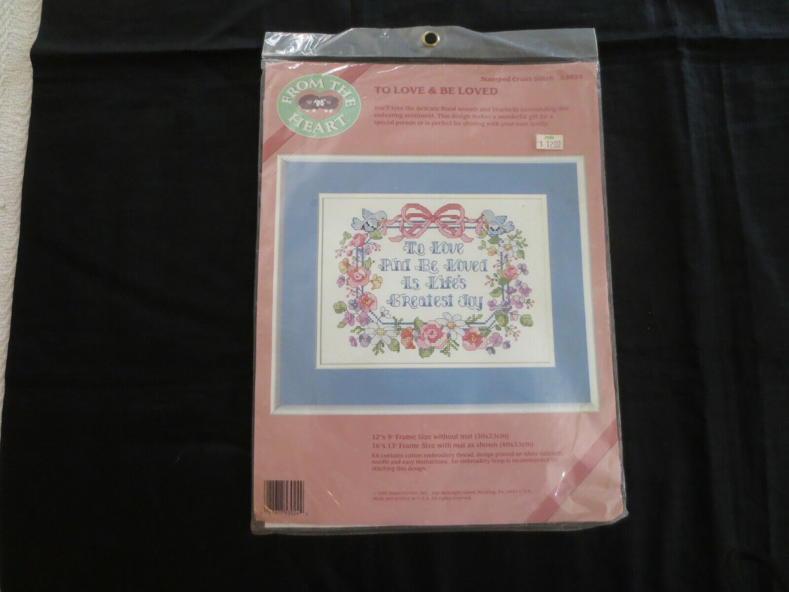 1989 Dimensions TO LOVE & BE LOVED Stamped Cross Stitch KIT #53024 - 12" x 9" - $15.00