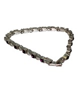 Heart Bracelet Purple Rhinestone Bracelet Pretty Vintage Link Bracelet - $274.99 MXN