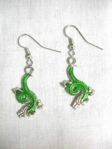 GREEN ENAMEL CHINESE DRAGON CHARMS DANGLING DROP HOOK WIRE FASHION EARRINGS - $6.99 CAD