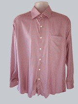 Peter Millar Mens Coral Multi Color Plaid Button Down Long Sleeve Shirt Large - £24.24 GBP