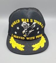 VTG World War II Veteran Hat I Served With Pride Made in USA Black Snap ... - £11.39 GBP