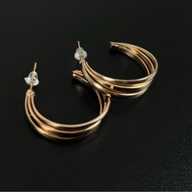 Golden Semi Hoop Earrings S5, New! - £13.81 GBP