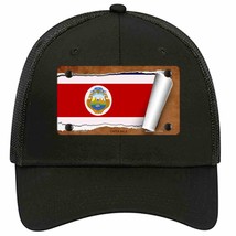 Costa Rica Flag Scroll Novelty Black Mesh License Plate Hat - £22.92 GBP