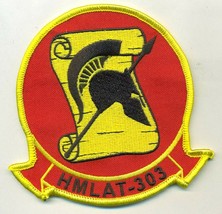 4&quot; Marine Corps HMLAT-303 Atlas Spartan Heli Hook &amp;Loop Embroidered Jacket Patch - £26.15 GBP